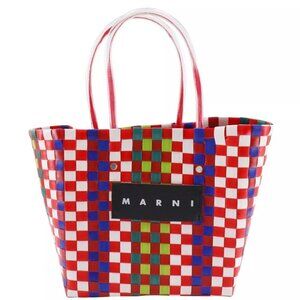 MARNI Flower cafe picnic bag Handbag Mini basket Red polypropylene Women